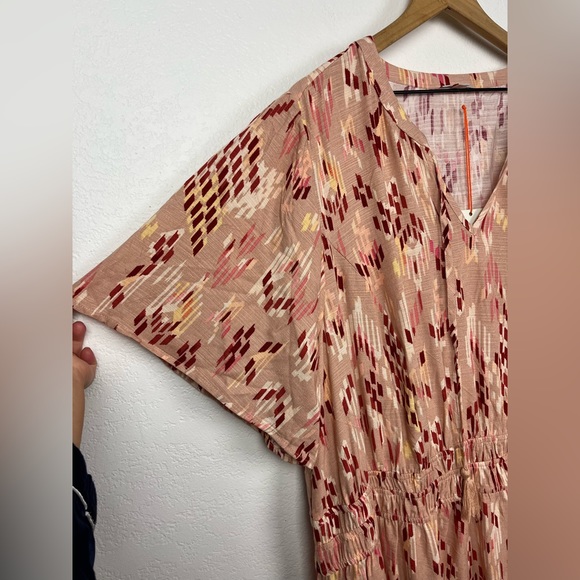 Knox Rose Women's Boho Hippy Flowy Rayon Midi Dress Large Pink Shade plus sz 3x - Picture 4 of 8